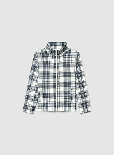Felpa con zip in microciniglia tartan