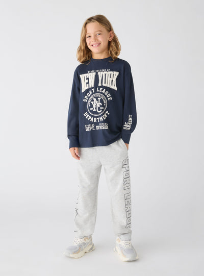 T-shirt manica lunga con stampa college
