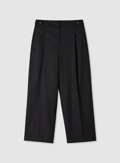 Wide-leg trousers with adjustable waist tabs