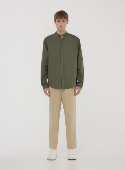Camicia coreana in misto lino