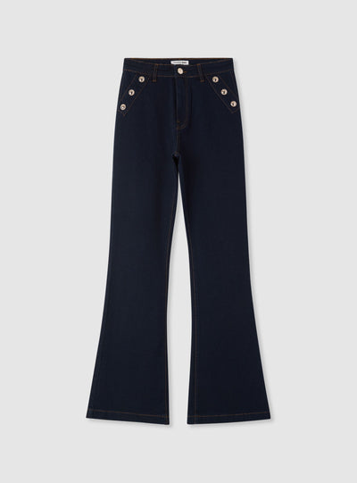 Jeans flare con bottoni decorativi