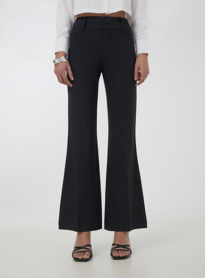 Pantaloni a zampa con fascia vita alta