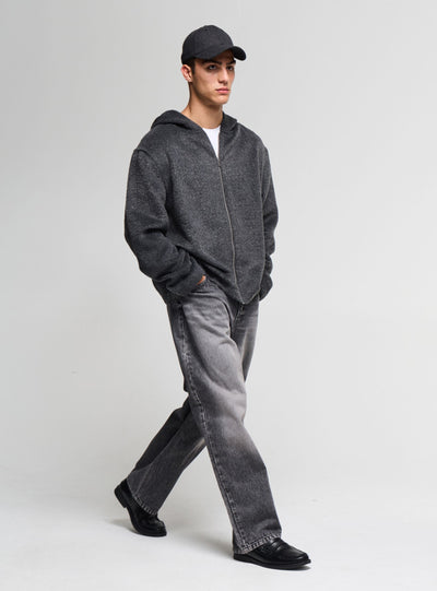 Maglia boxy con cappuccio e zip
