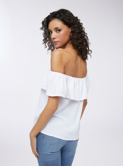 Blouse épaules dénudées avec volant