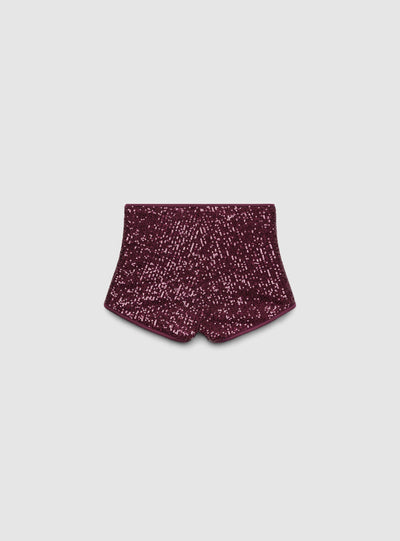 Shorts con paillettes a vita alta