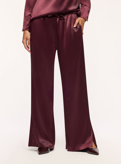Pantaloni lunghi in satin con coulisse