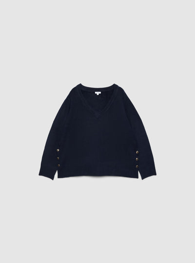 Maglia con scollo a V e bottoni laterali