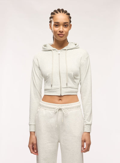 Felpa crop con cappuccio e zip