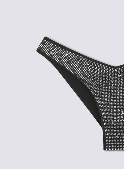 Slip bikini brasiliana v-shape con strass