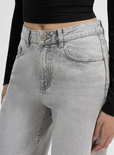 Jeans wide leg a tinta unita