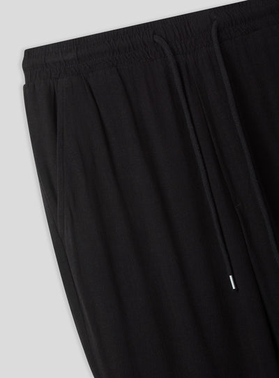 Pantaloni in misto lino con elastico in vita