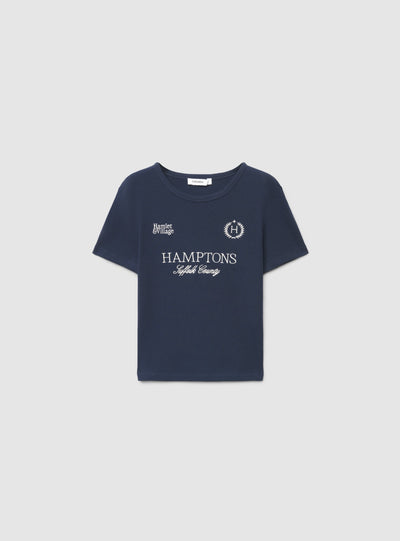 T-shirt crop con stampa college