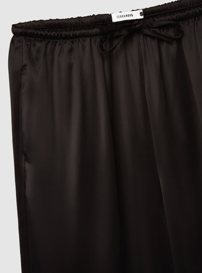 Pantaloni lunghi in satin con coulisse