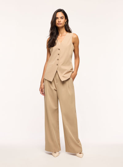 Pantaloni wide leg con coulisse e fibbia