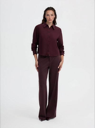 Camicia crop a tinta unita