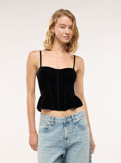 Top bustier con coppe e peplum