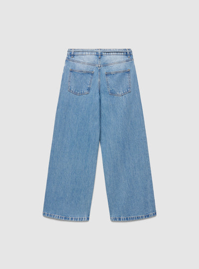 Jeans super wide leg con coulisse