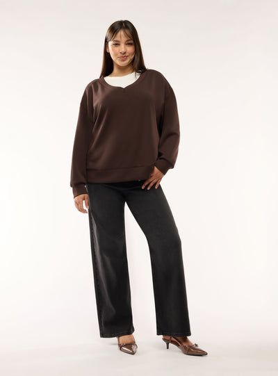 Felpa oversize con scollo a v