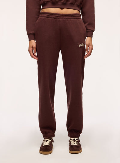 Pantaloni tuta vita alta con scritta college