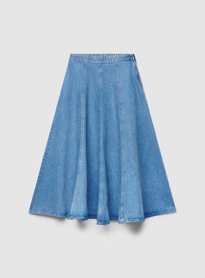 Gonna lunga svasata in denim
