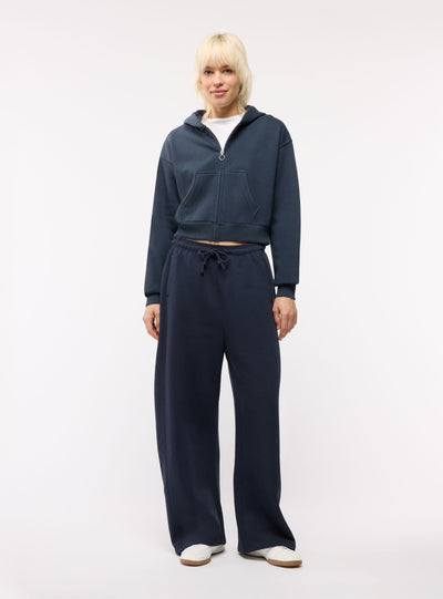 Felpa crop con zip e cappuccio