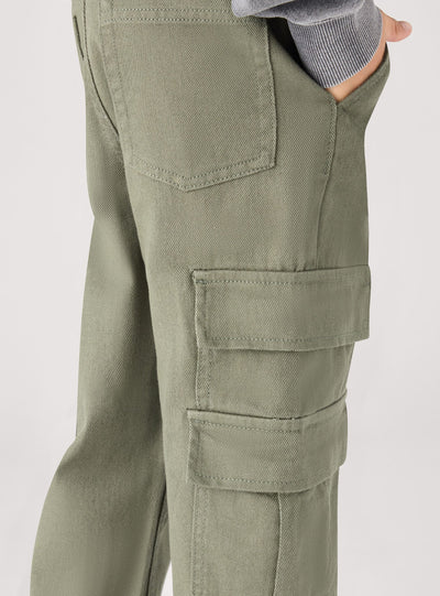 Solid-colour cargo trousers with drawstring waistband