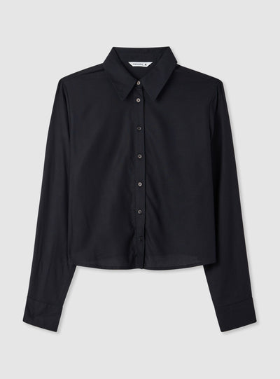 Camicia crop a tinta unita