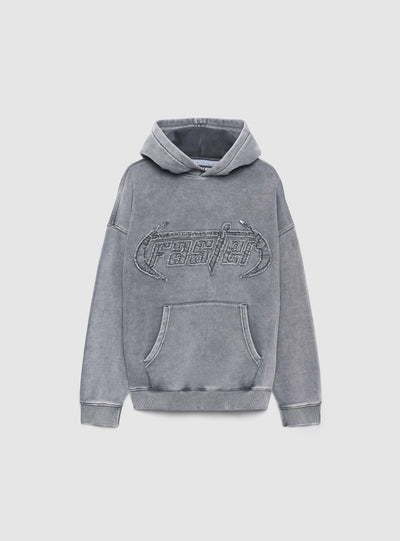 Felpa boxy con cappuccio e stampa lettering