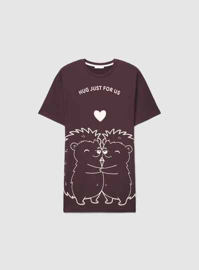 T-shirt pigiama con maxi stampa animaletti