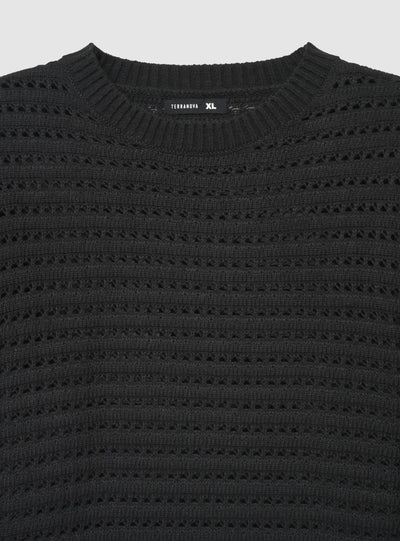 Maglia boxy traforata a tinta unita