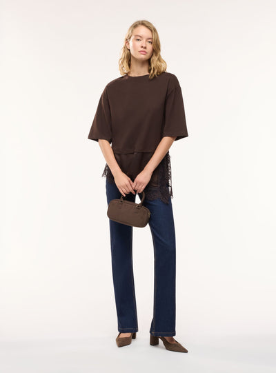 T-shirt con fondo in pizzo