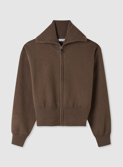 Cardigan con zip e collo ampio