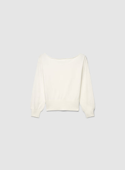 Maglia con spalle scoperte asimmetrica a tinta unita