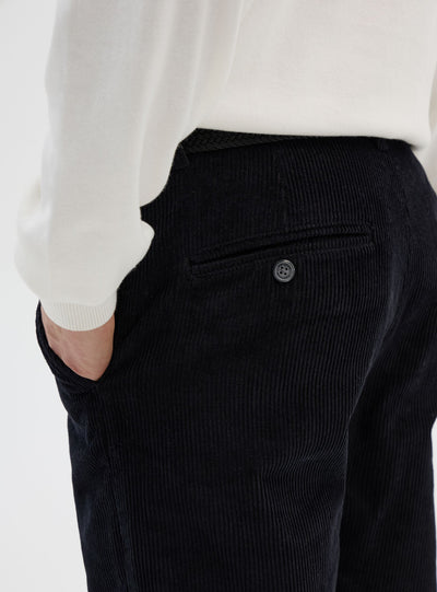Chino trousers with ribbed velvet elastic waistband