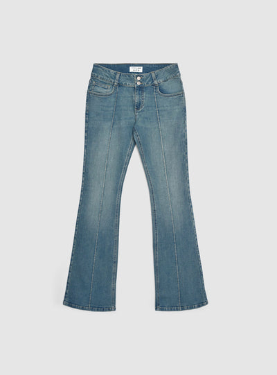 Jeans bootcut a vita bassa tinta unita