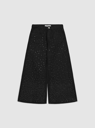 Jeans super wide leg con applicazioni