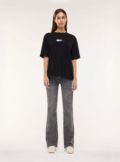 T-shirt ampia con stampa orsetto e scritta