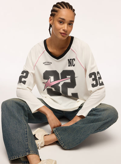 T-shirt a rete ampia con stampa college