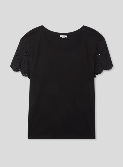 T-shirt with sangallo sleeves