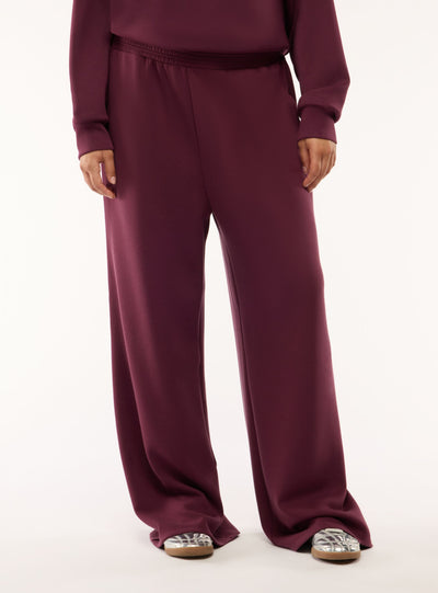 Pantaloni tuta wide leg a tinta unita