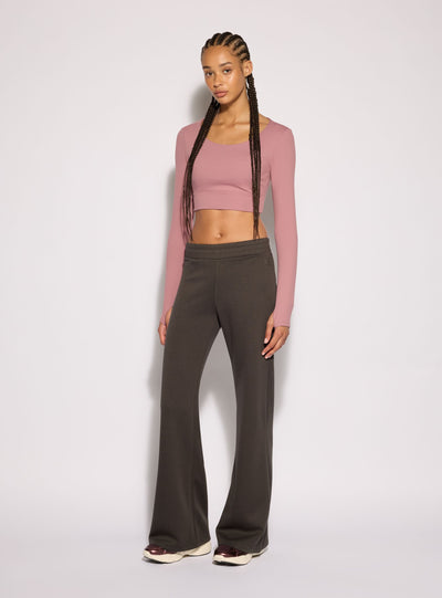 Pantaloni tuta sportivi wide leg a tinta unita