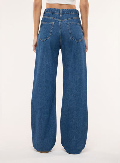 Jeans wide leg a tinta unita