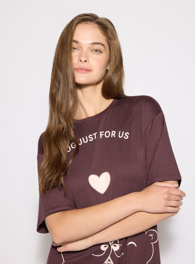 T-shirt pigiama con maxi stampa animaletti