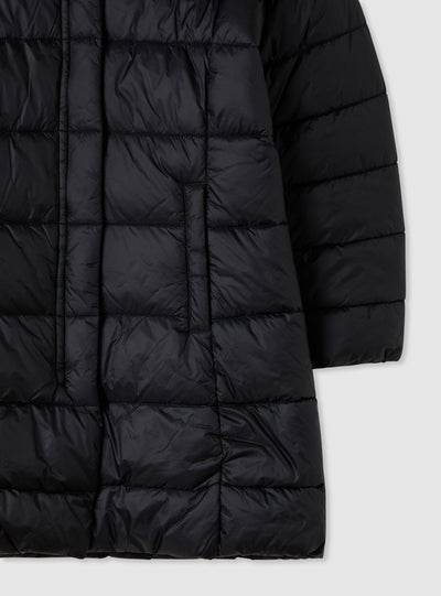 Long padded jacket with hood