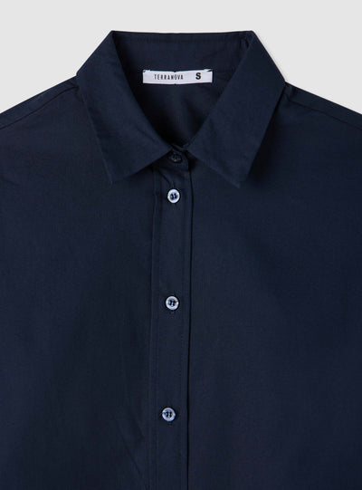 Camicia crop oxford a tinta unita