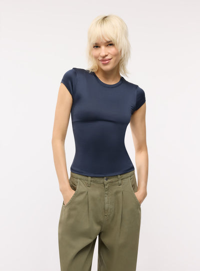 T-shirt a tinta unita a manica corta