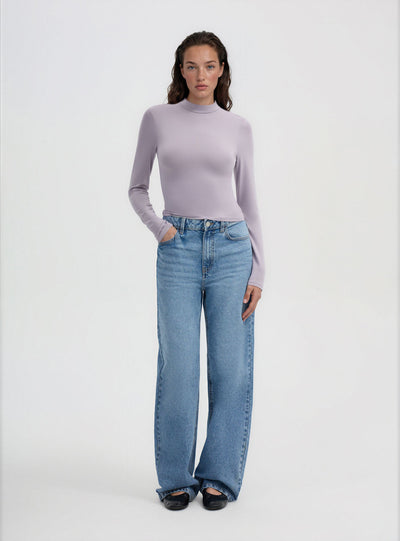 T-shirt crop a lupetto tinta unita