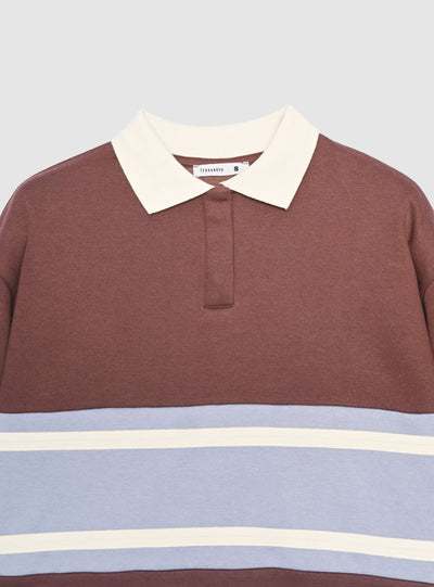 Felpa con colletto polo a righe