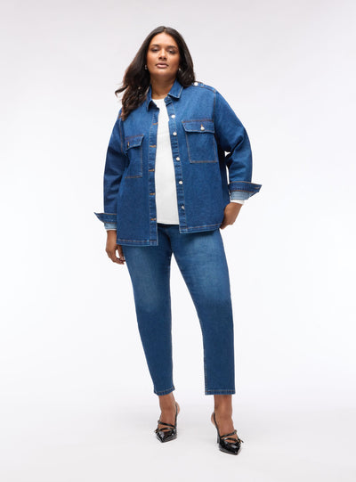 Camicia overshirt con bottoni a pressione e tasche