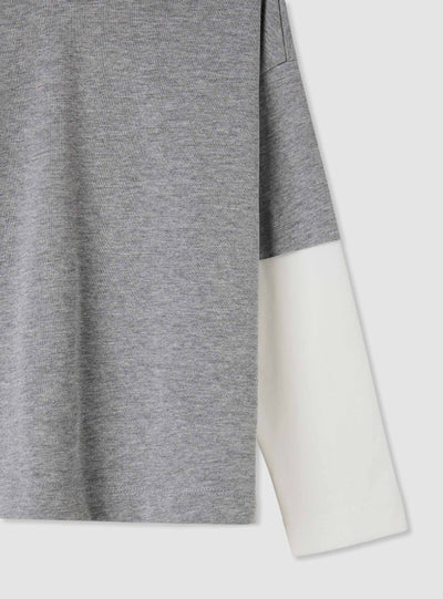 T-shirt maniche lunghe effetto doppio strato